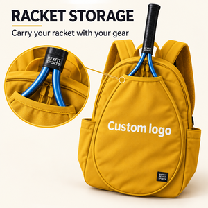 Sac à dos pour raquette de squash avec logo personnalisé, pochette avant pour raquette, double fermeture éclair, bretelles rembourrées et poches latérales OEM - Product Image 2