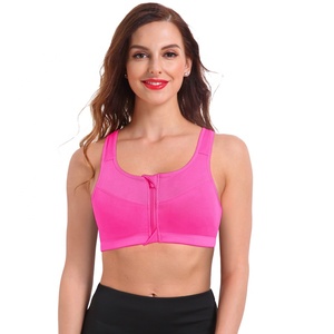 Sujetador deportivo de alto soporte con cremallera frontal para mujer, espalda cruzada, transpirable, top de fitness - Product Image 5
