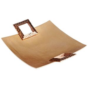 Modern Curved Square Gold Metal Square Serving <b>Tray</b> with Hammered Handles Decorative Coffee <b>Table</b> <b>Tray</b> for Home Hotel - Product Image 1