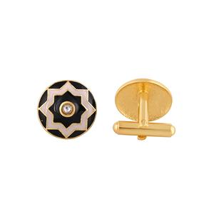 Luxury Gold Plated Black Enamel Round Cufflinks for Men Star Pattern Formal Shirt <b>Accessories</b> <b>Wedding</b> Business Gift Cuff Links - Product Image 5
