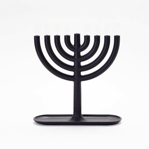 Ménorah Hanouka en fer forgé noir mat à 9 branches, spirale métallique, support de chandelier Hanukiah, décoration de maison pour les fêtes juives - Product Image 6