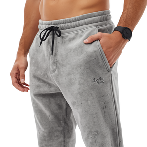 Vintage Washed Men's Jogger <b>Pants</b> with Distressed Acid Finish and Contemporary Street Fashion Influence - Product Image 3