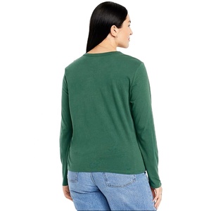 Camiseta de manga larga para mujer de alta calidad, informal, suave al tacto, mezcla de algodón de primera calidad, corte holgado, para damas. - Product Image 5