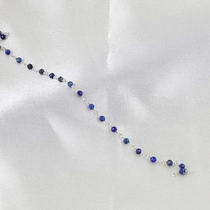 3-4mm Natural Lapis Lazuli <b>Rosary</b> Chain Faceted Rondelle Beads 925 Sterling Silver DIY Jewelry Making Gemstone Beaded Necklace - Product Image 3