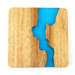 Hot Selling High Quality Stylish wooden with resin epoxy coaster for Table wear Coaster mat from India by Crafts Calling