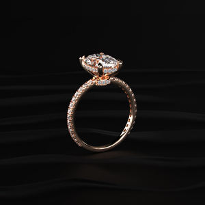 Anillo de Boda de Oro Rosa con Moissanita Ovalada de 3.35CT, Joyería Fina Hecha a Mano para Comerciantes y Revendedores de Joyería a Nivel Mundial - Product Image 2