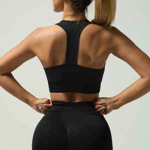 Soutien-gorge de sport respirant à bretelles fines, dos nu, blanc et noir, de qualité supérieure, extensible dans quatre directions, pour le fitness, la gym et le yoga pour femmes - Product Image 4