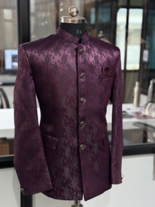 Traje Bandhgala Bordado Color Granate para Hombre, Chaqueta Jodhpuri Indo-Occidental, Estilo Kurta Étnico Indio, Ropa de Boda, Venta al Por Mayor - Product Image 2