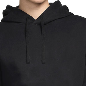 Sweat-shirt à capuche noir pour femme, 100% coton molletonné, manches longues, couleur unie, avec poche, pour l'automne - Product Image 2
