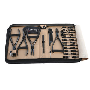 Kit de herramientas comerciales para extensiones de cabello, color negro, para salón, con cinta adhesiva, alicates para crimpado de cuentas, agujas de coser y accesorios de clip. - Product Image 1