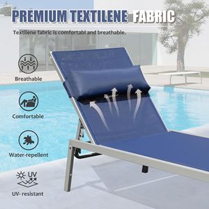 Juego de 3 Tumbonas Ajustables de Aluminio para Patio, Resistentes a la Intemperie, con Mesa Lateral para Piscina o Tomar el Sol - Product Image 2