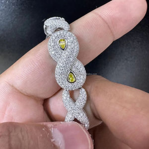 VVS1 Moissanite Diamond Infinity Hologram <b>Charm</b> <b>Bracelet</b> 925 <b>Sterling</b> <b>Silver</b> Hip Hop Style Iced Out Gift Jewelry for Men & Women - Product Image 1