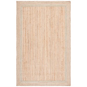 Tapis moderne en jute rayé, tissage plat, pour salon, tons beiges, à poils ras, usage domestique - Product Image 4