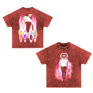 Men's Black Short Sleeve T-Shirt With Colorful Photo Print Street Style O-Neck Regular Fit Jersey Cotton - Product Image 2