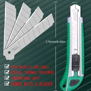 Set di 2 coltelli multiuso retrattili con 5 lame, manico pieghevole in plastica PTR, blocco di sicurezza e custodia per lame integrata - Product Image 5