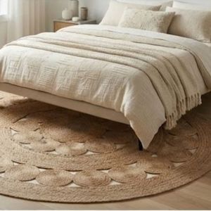 Newest Trending Round Geometric Jute Area <b>Rug</b> Handcrafted Bohemian Style Eco Friendly Flat Pile Living Room Use - Product Image 3