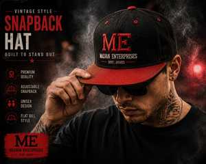 Casquette Snapback en maille noire personnalisée MALVAN ENTERPRISES, broderie 3D, visière plate, 6 panneaux, réglable, unisexe, logo lettres - Product Image 1