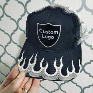 Casquettes de baseball ajustées unisexes personnalisées avec broderie 3D en relief, sportives, 100% coton, logo flamme, snapback - Product Image 5