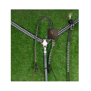 ASHMIRA EQUESTRIAN Western Black <b>Leather</b> Horse Breast Collar & Headstall Set Comfortable & Durable White Buck Stitch Tack Gear - Product Image 2