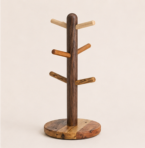 Handmade Rustic Wood Mug Holder Tree Space-Saving Vertical Coffee Cup Display <b>Rack</b> And Jewelry Organizer For Farmhouse <b>Kitchen</b> - Product Image 1