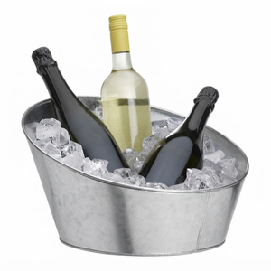 Seau à glace en métal galvanisé au design magnifique, bac à boissons pour fêtes, refroidisseur à vin en fer, panier à boissons avec ouvre-bouteille – En promotion - Product Image 4