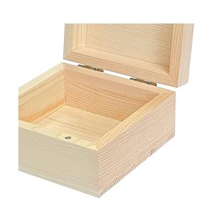 Plain Solid Rectangular Wooden <b>Box</b> with Lid Polished Natural Wood Storage <b>Box</b> for DIY Jewelry Gift Packaging Craft FASHION CRAFT - Product Image 2