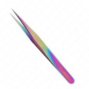 OEM Rainbow Stainless Steel Eyelash Extension Tweezers I Shaped Pointed Tip Custom Private Label Beauty <b>Tool</b> - Product Image 2