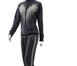 Premium Unisex Rhinestone Tracksuit Set Custom Glitter Hoodie And Sweatpants Oversize Hip Hop Casual Two Piece Outfit - Product Image 1