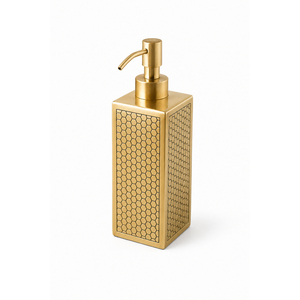 Gold Square <b>Soap</b> Dispenser With Mother Of Pearl Inlay <b>Refillable</b> Metallic Liquid <b>Hand</b> Sanitizer Pump Bottle For Hotel & High-End - Product Image 5
