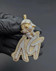 Collar de Hip Hop con Colgante Personalizado con Nombre AG, con Diamantes de Moissanita, Estilo Cartoon, Joyería Brillante, Regalo - Product Image 1