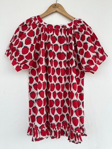 <b>Women</b> Strawberry Print Cotton Pajama Set <b>Short</b> Sleeve Button Top Ruffle <b>Shorts</b> 2 Piece Summer Sleepwear <b>Lounge</b> Set Beach Dress - Product Image 4