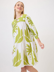 Robe Peplum en Crêpe à Imprimé Tropical avec Col Clou de Perle, Manches Courtes, Col en V, Motif Floral en Chiffon, Élégante, pour Femmes, Disponible Mondialement - Product Image 2