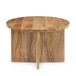Mesa de Comedor de Madera de Mango Sólida con Diseño Minimalista y Patas Cruzadas Modernas, Forma Redonda, Tamaño Personalizado, Acabado de Grano Natural - Product Image 2