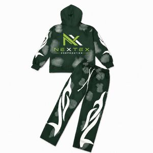 Conjunto de Sudadera con Capucha y Pantalones Deportivos con Estampado Tribal de Llamas para Hombre, 2 Piezas, Ropa Deportiva de Invierno, Estilo Hip Hop, Traje de Felpa - Product Image 3