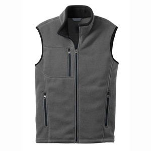 Black Men's Fleece Vest Zip Up Sleeveless <b>Waistcoat</b> Stand Collar Warm Outerwear for Casual Outdoor Wear - Product Image 5