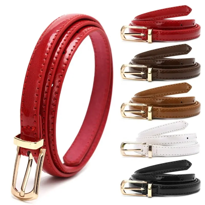 Candy Color Metal Buckle Thin Casual Leather Belt For Women ,2022 Leather Belt Straps Waistband For Apparel Accessories
