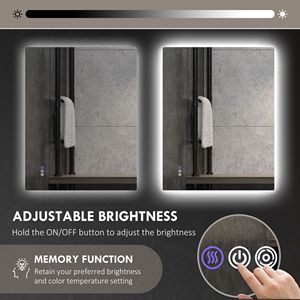 Specchio da Bagno Dimmerabile 94x89 cm con Retroilluminazione LED, Antiappannamento, Memoria, Temperatura Colore Infinita, Finitura Cornice Lucida - Product Image 4