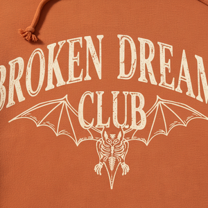 Sudadera con Capucha Naranja para Hombre, Broken Dreams Club, Corte Regular, Informal, de Felpa, con Bolsillo Delantero, 100% Algodón Ecológico - Product Image 2