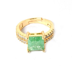Rose Gold Plated Green Quartz <b>CZ</b> <b>Ring</b> Cocktail Statement <b>Ring</b> Green Gemstone Bridal Wedding Engagement Jewelry - Product Image 3