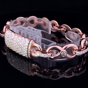 กำไลข้อมือเพชรแท้สีขาวสำหรับผู้ชายและผู้หญิงดีไซน์ใหม่สำหรับการปลูกในห้องปฏิบัติการขนาด6นิ้ว7นิ้ว8นิ้ว10K 14K 18K - Product Image 1
