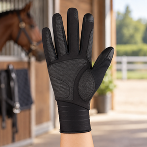Gants d'équitation d'hiver personnalisés de haute qualité, fabriqués directement en usine, avec logo, confortables, en polyester et cuir, unisexes, avec option OEM. - Product Image 4
