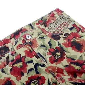 Pantalones Cortos de Mezclilla Casuales Vintage de Verano Transpirables de Secado Rápido Cortavientos con Botones y Cintura Media de Pierna Recta con Estampado al por Mayor - Product Image 3