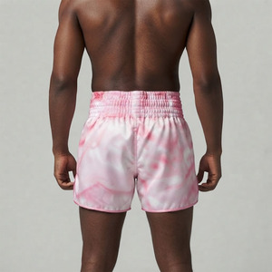 Custom Logo Pink Tie-Dye Satin Muay Thai Shorts | Premium Women's Sublimated Kickboxing <b>Trunks</b> Girls' Professional Boxing & MMA - Product Image 4