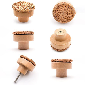 Perillas de ratán para gabinetes, decoración del hogar, tiradores de puerta tejidos a mano de buena calidad, herrajes para muebles - Product Image 1