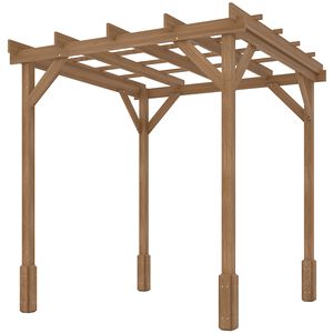 Pergola en bois brun foncé 6,6 x 6,6 m pour extérieur, structure stable, gazebo et treillis pour plantes grimpantes - Product Image 1