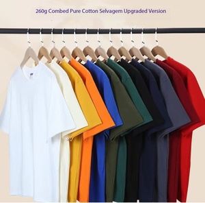 Camiseta de hombre de algodón de color sólido, holgada, personalizada, con logotipo bordado, 260g, precio de fábrica de Bangladesh y China, para envíos transfronterizos. - Product Image 5