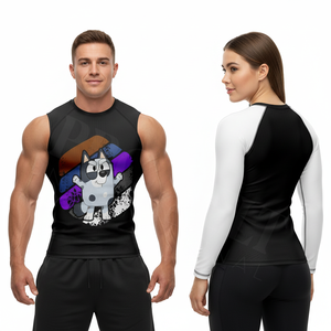 Vente en gros de chemises de compression à col montant, en tissu élastique très extensible, avec logo personnalisé, protection UV, et rashguards personnalisés - Product Image 3
