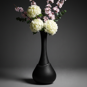 Elegant Matte <b>Black</b> Metal <b>Flower</b> <b>Vase</b> Featuring A Slim Neck And Rounded Base Design For Sophisticated Modern Interior Decoration - Product Image 3