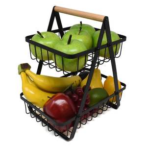 Support de rangement de cuisine en fil métallique à 2 niveaux, panier empilable pour fruits et légumes, panier de comptoir en fer, support pour aliments et légumes - Product Image 4