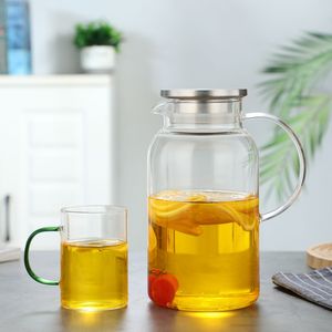 1 vasetto 4 tazze Set da tè con acqua di raffreddamento bollitore in vetro colorato manico tazza di acqua Set caffè e tazze da tè - Product Image 2